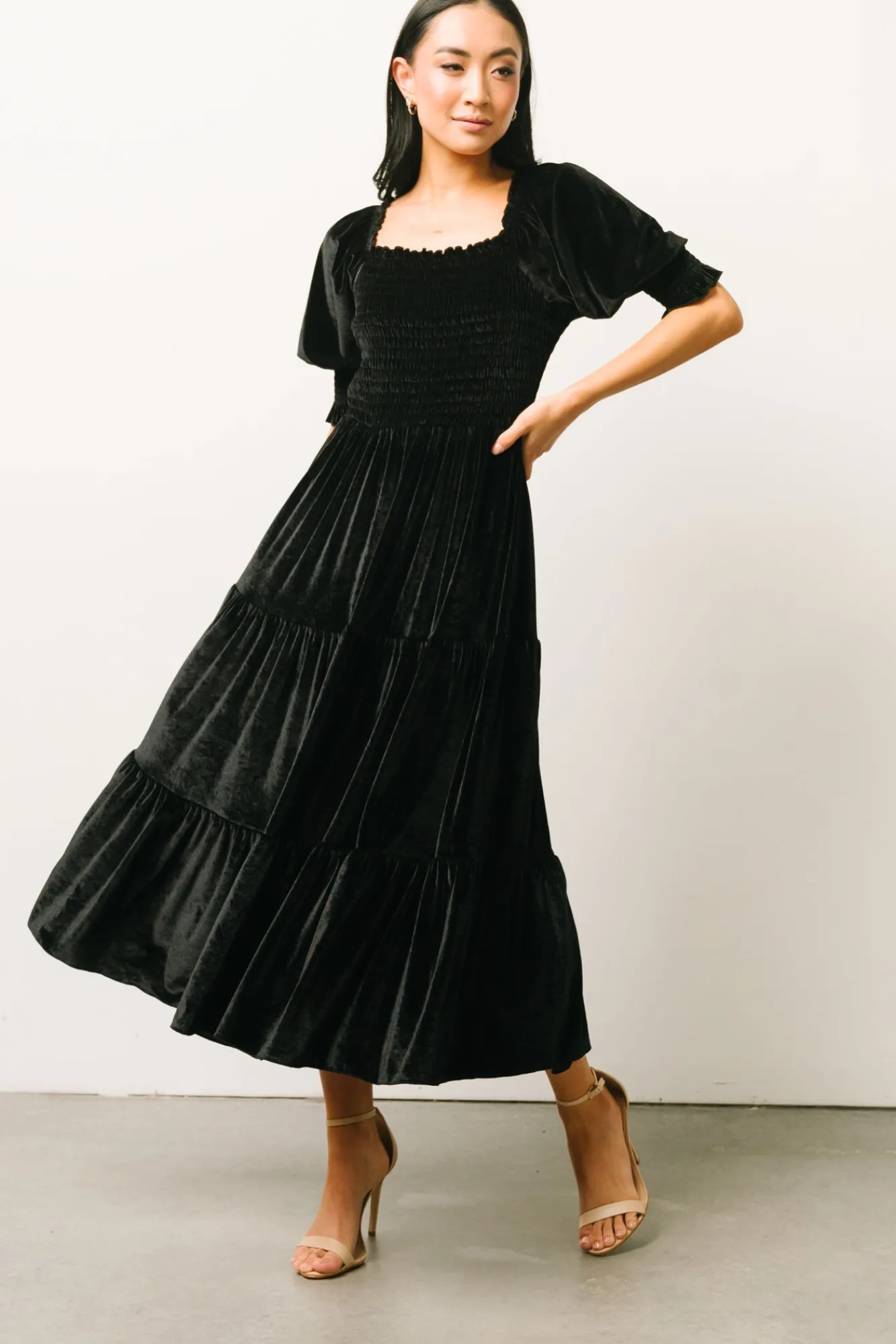 Baltic Born Vivaldi Smocked Velvet Midi Dress |