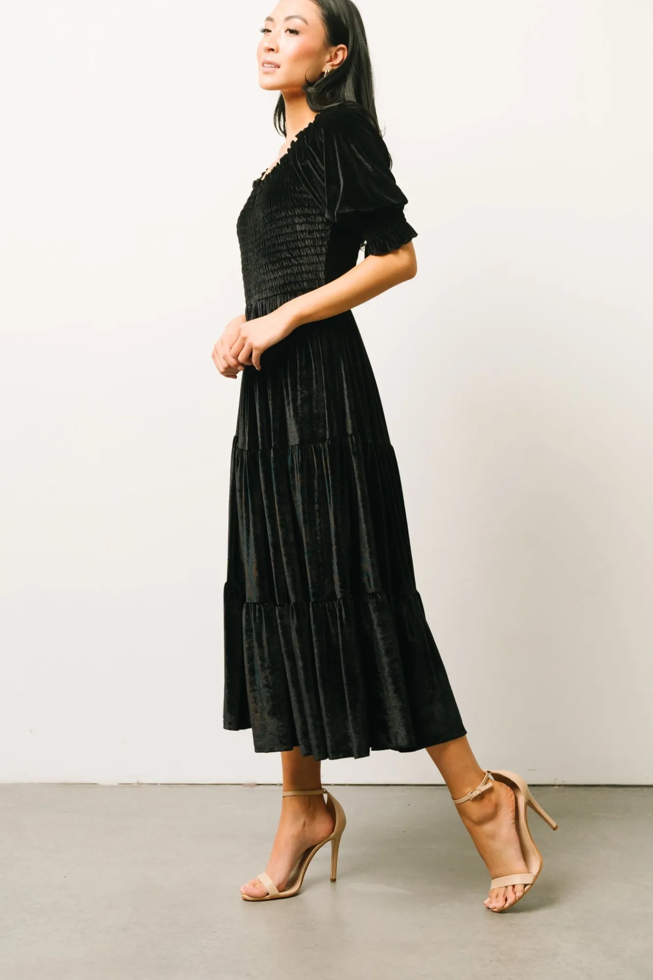 Baltic Born Vivaldi Smocked Velvet Midi Dress |