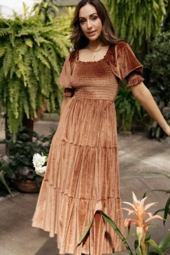 Baltic Born Vivaldi Smocked Velvet Midi Dress |
