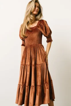 Baltic Born Vivaldi Smocked Velvet Midi Dress |