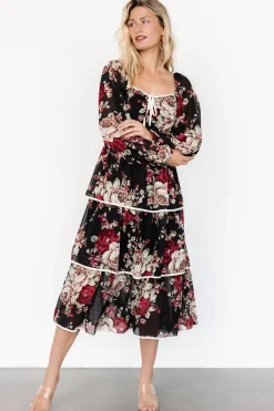 Baltic Born Viviana Tiered Dress | Black Floral