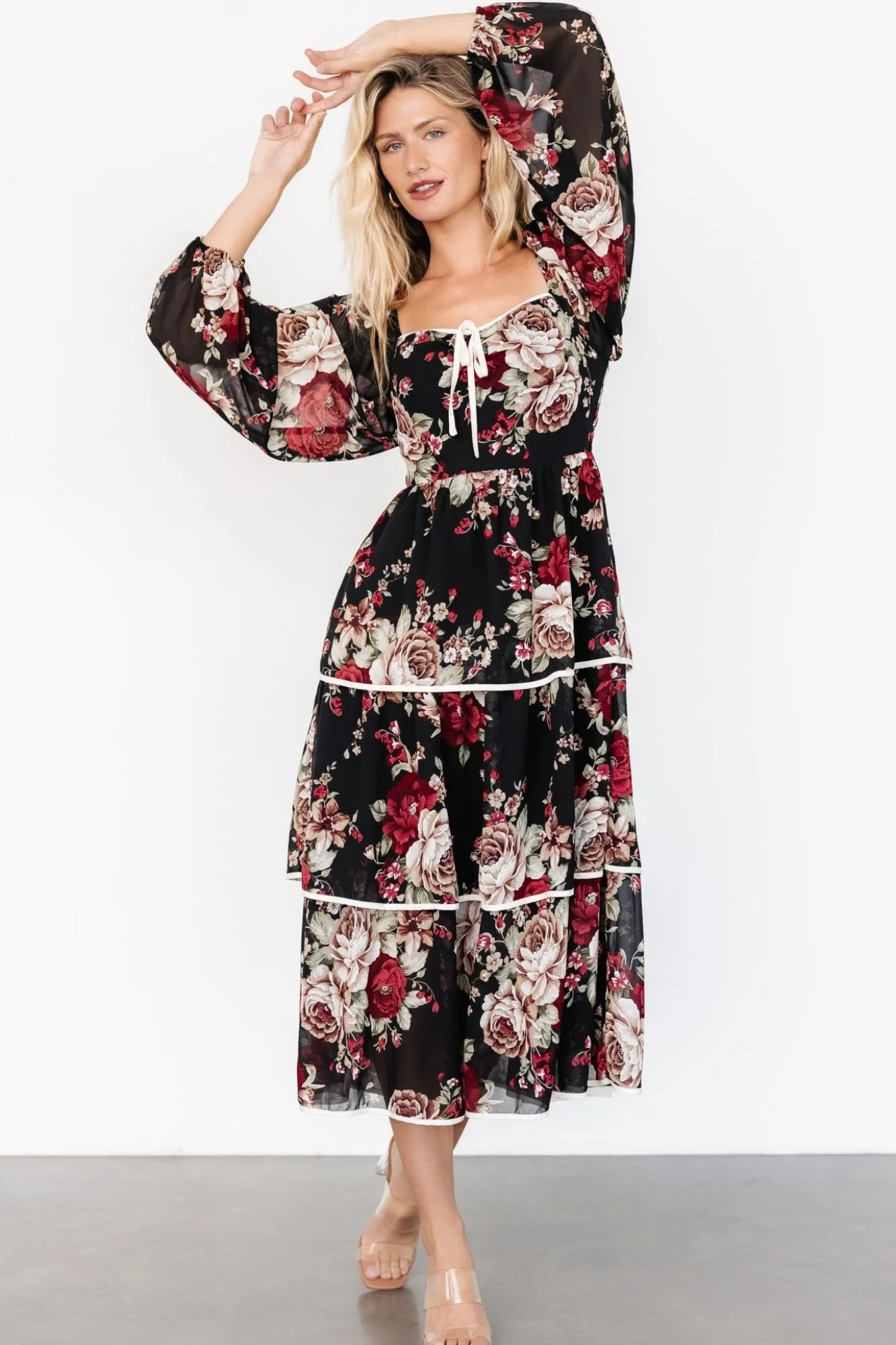 Baltic Born Viviana Tiered Dress | Black Floral