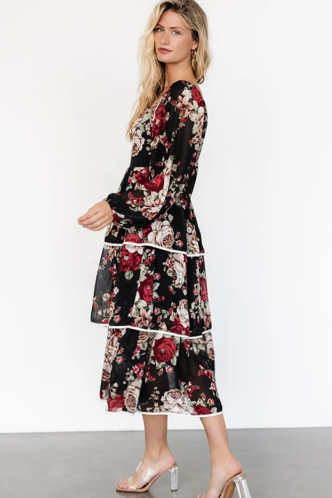Baltic Born Viviana Tiered Dress | Black Floral