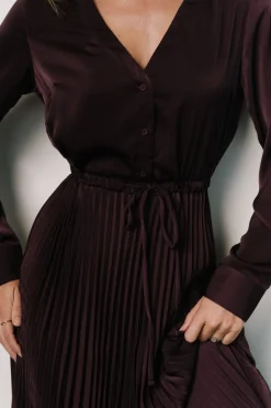 Baltic Born Waco Pleated Dress | Dark Plum