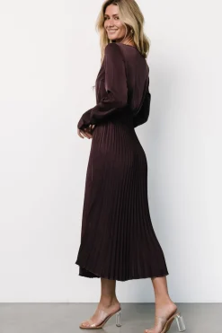 Baltic Born Waco Pleated Dress | Dark Plum