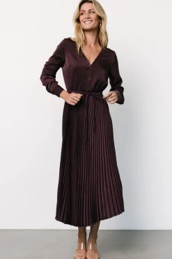 Baltic Born Waco Pleated Dress | Dark Plum