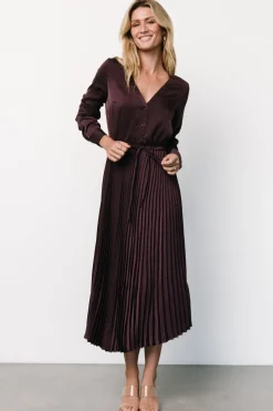 Baltic Born Waco Pleated Dress | Dark Plum