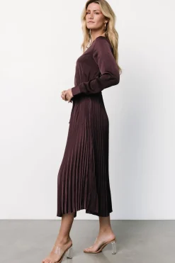 Baltic Born Waco Pleated Dress | Dark Plum