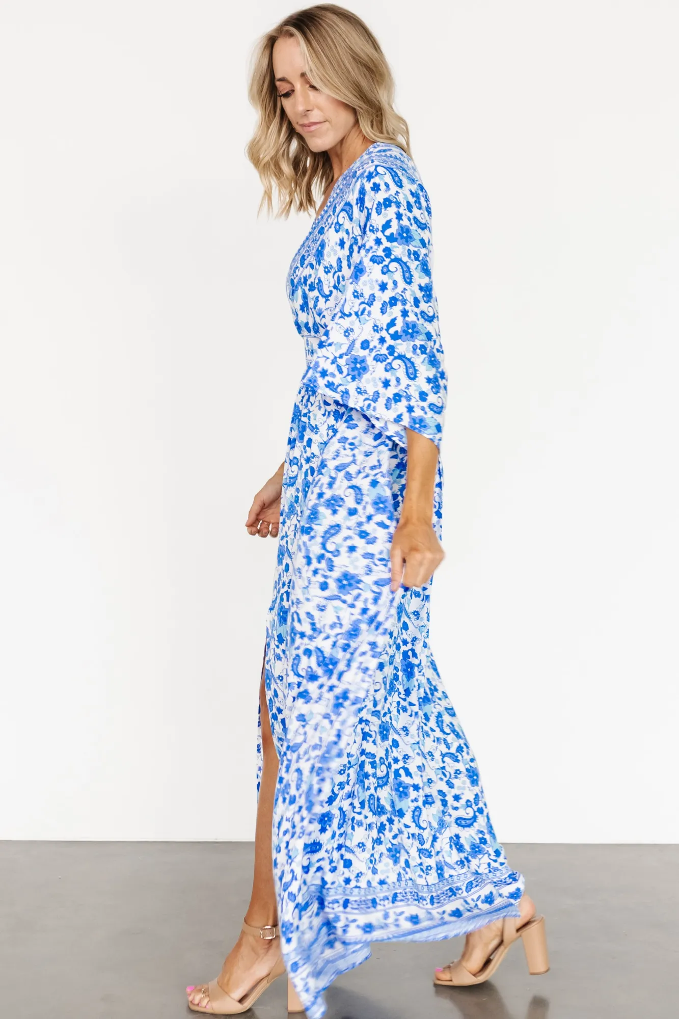 Baltic Born Watson Kimono Maxi Dress | Blue + White