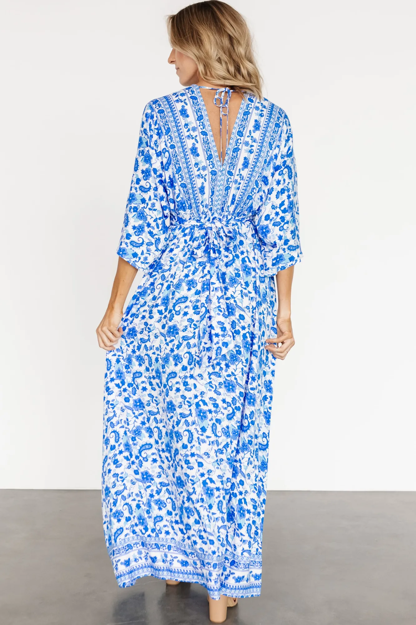 Baltic Born Watson Kimono Maxi Dress | Blue + White