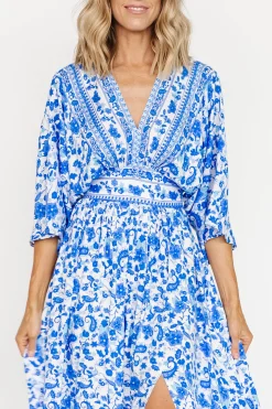 Baltic Born Watson Kimono Maxi Dress | Blue + White