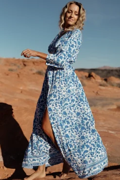 Baltic Born Watson Kimono Maxi Dress | Blue + White