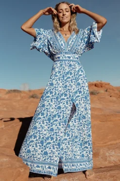 Baltic Born Watson Kimono Maxi Dress | Blue + White