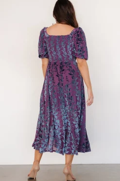 Baltic Born Westbrook Velvet Dress | Plum + Blue Floral