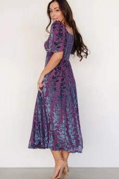 Baltic Born Westbrook Velvet Dress | Plum + Blue Floral