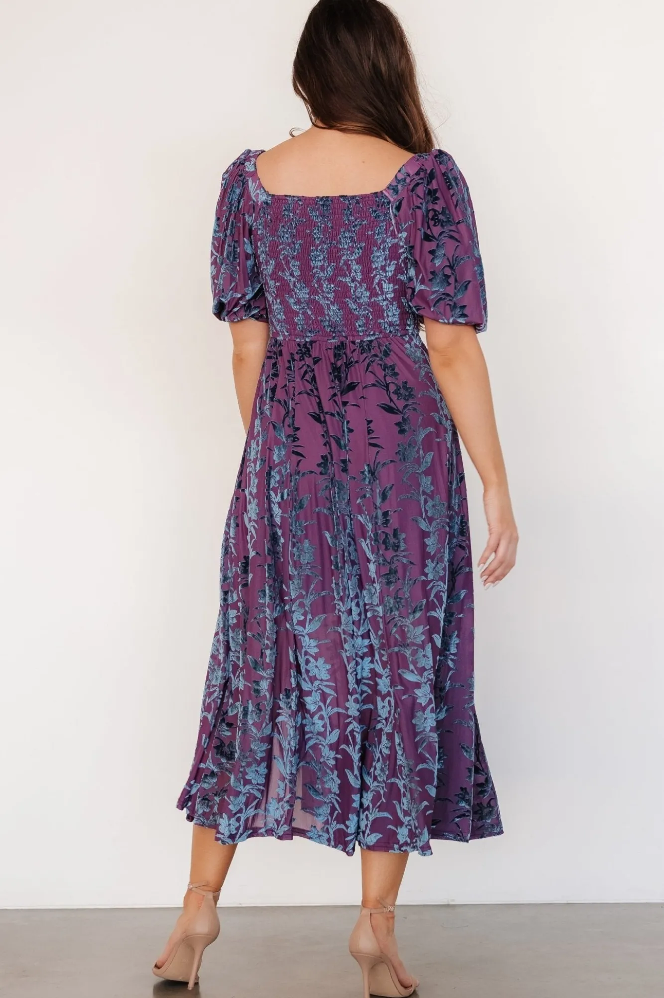 Baltic Born Westbrook Velvet Dress | Plum + Blue Floral