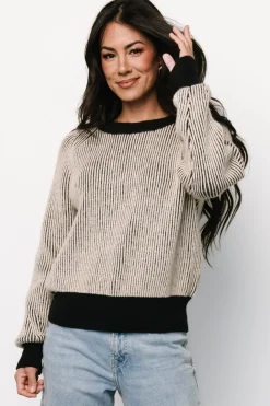 Baltic Born Winifred Ribbed Sweater | Black + Ivory