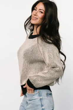 Baltic Born Winifred Ribbed Sweater | Black + Ivory