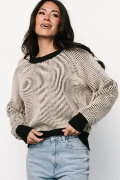 Baltic Born Winifred Ribbed Sweater | Black + Ivory