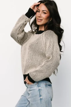 Baltic Born Winifred Ribbed Sweater | Black + Ivory