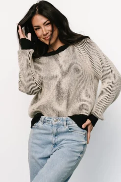 Baltic Born Winifred Ribbed Sweater | Black + Ivory