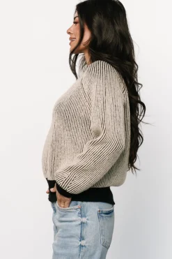 Baltic Born Winifred Ribbed Sweater | Black + Ivory