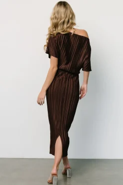 Baltic Born Winslow Pleated Midi Dress | Dark Brown