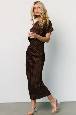 Baltic Born Winslow Pleated Midi Dress | Dark Brown