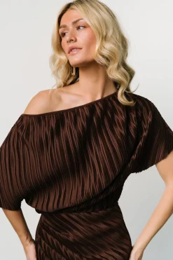 Baltic Born Winslow Pleated Midi Dress | Dark Brown