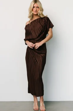Baltic Born Winslow Pleated Midi Dress | Dark Brown
