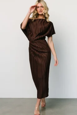 Baltic Born Winslow Pleated Midi Dress | Dark Brown