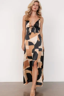 Baltic Born Xanthe Slip Dress | Midnight + Taupe Print