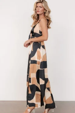 Baltic Born Xanthe Slip Dress | Midnight + Taupe Print