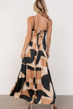 Baltic Born Xanthe Slip Dress | Midnight + Taupe Print