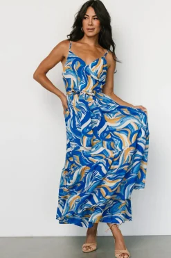 Baltic Born Yara Wrap Dress | Blue + Gold Multi