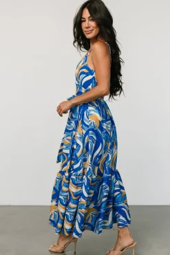 Baltic Born Yara Wrap Dress | Blue + Gold Multi