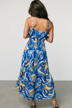 Baltic Born Yara Wrap Dress | Blue + Gold Multi