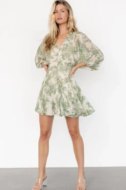 Baltic Born Yves Short Dress | Green print