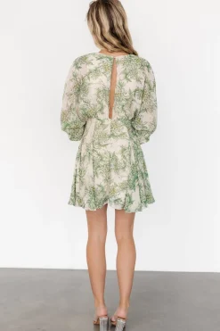 Baltic Born Yves Short Dress | Green print