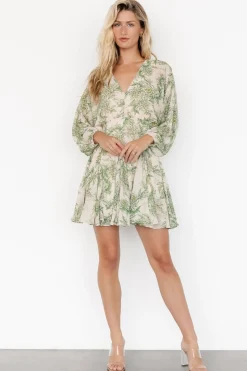 Baltic Born Yves Short Dress | Green print