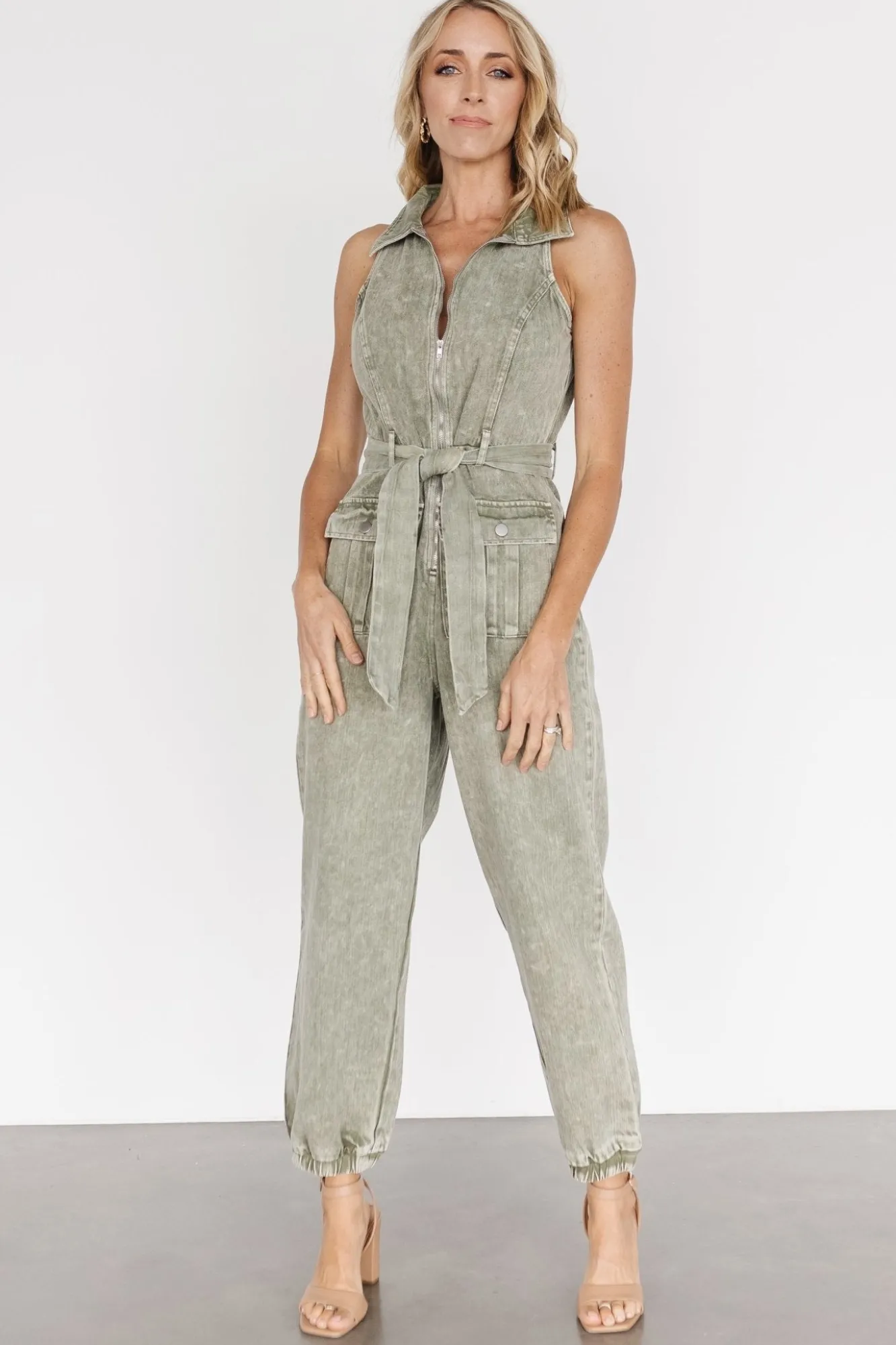 Baltic Born Zahara Sleeveless Jumpsuit | Washed Olive