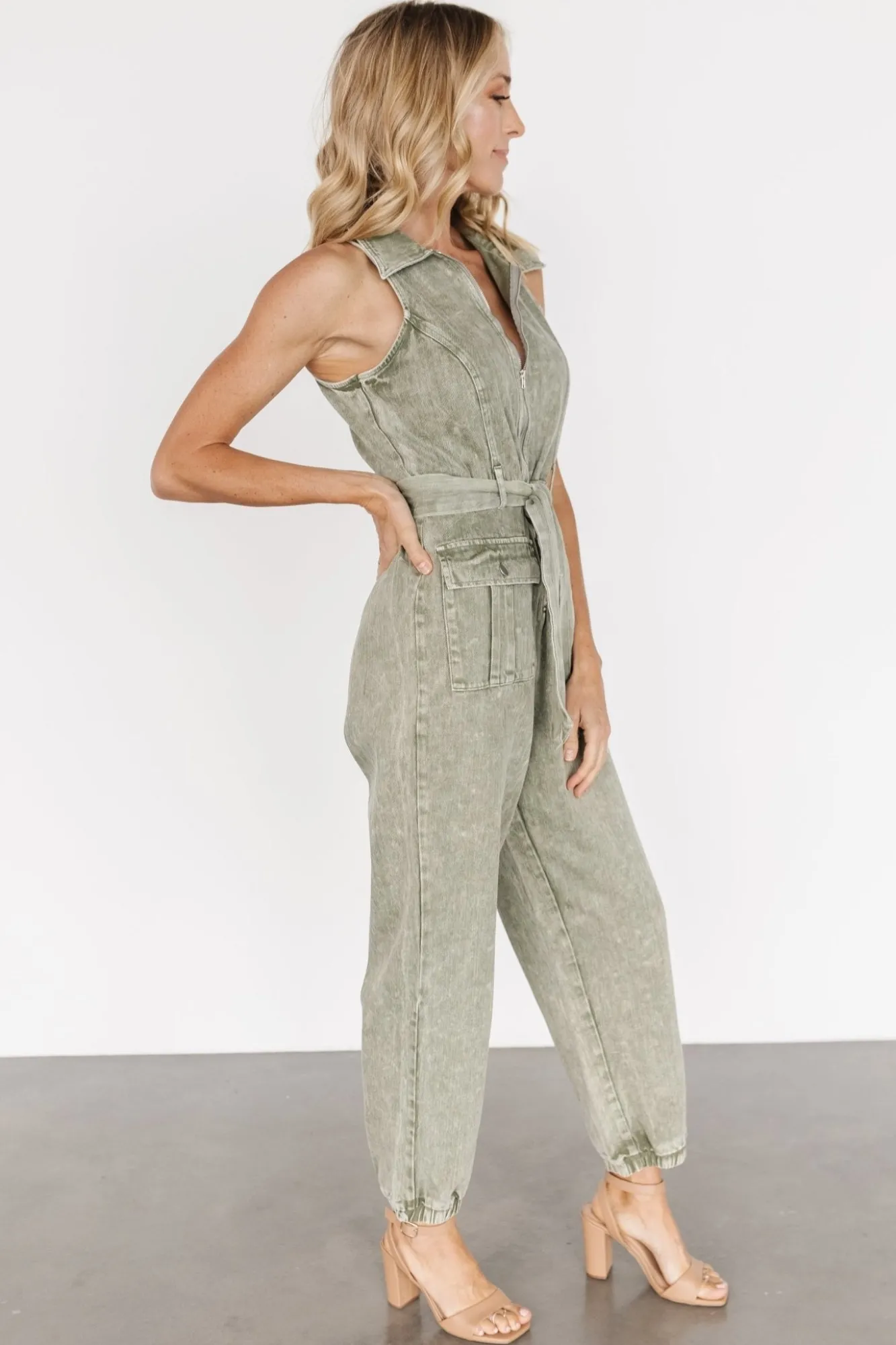 Baltic Born Zahara Sleeveless Jumpsuit | Washed Olive