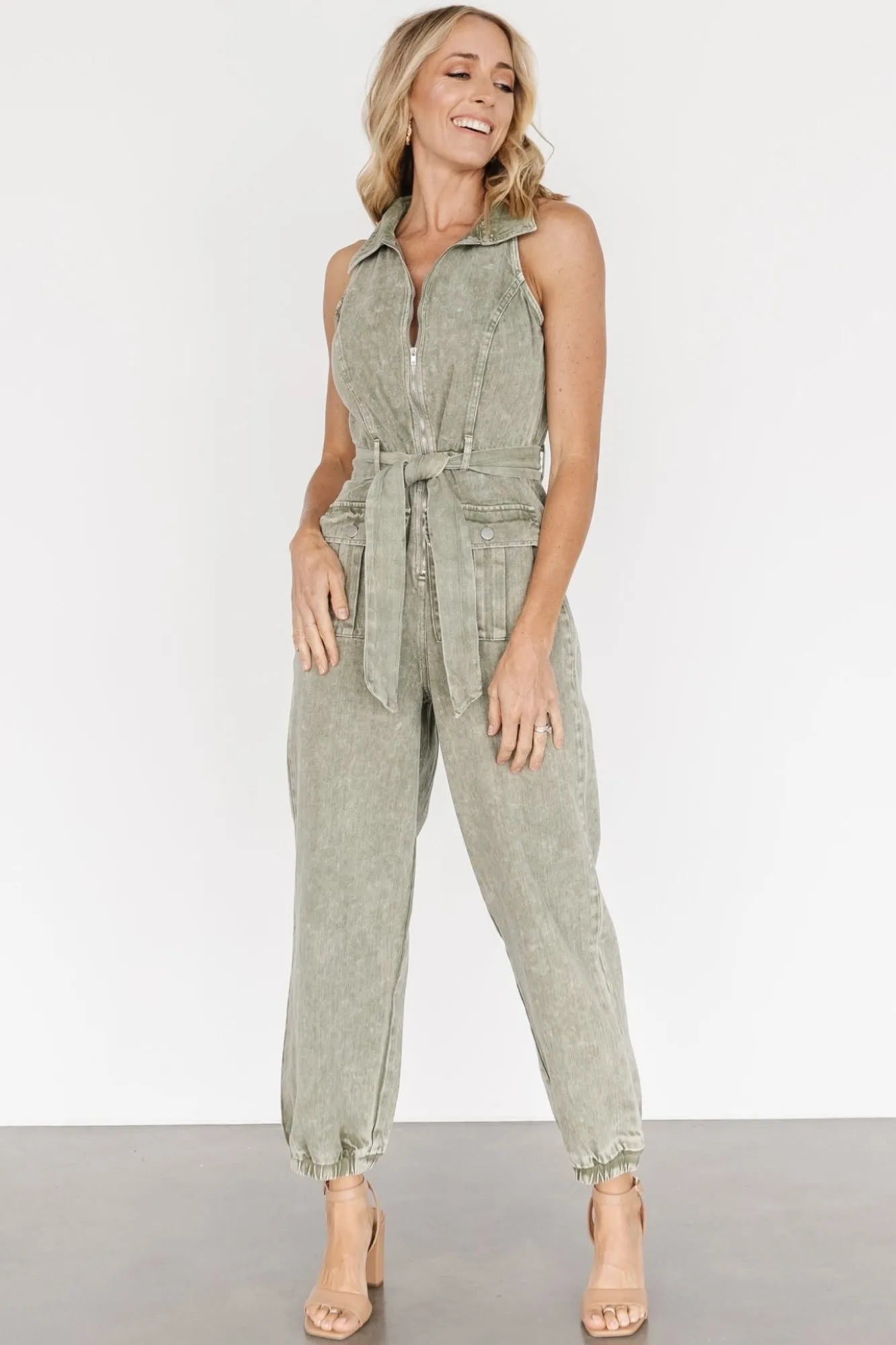 Baltic Born Zahara Sleeveless Jumpsuit | Washed Olive