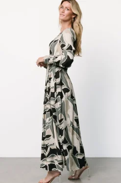 Baltic Born Zinnia Maxi Dress | Black + Eucalyptus Print